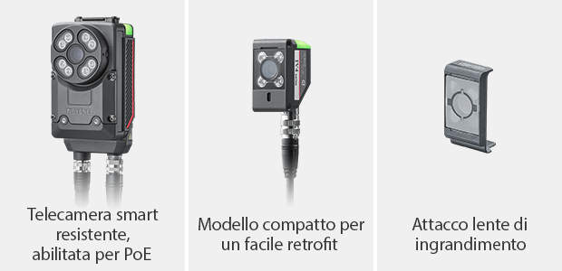 Telecamera smart resistente, abilitata per PoE / Modello compatto per un facile retrofit / Attacco lente di ingrandimento